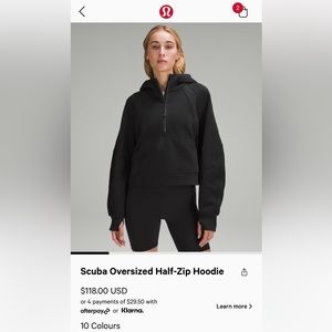 Lululemon scuba oversized half zip hoodie